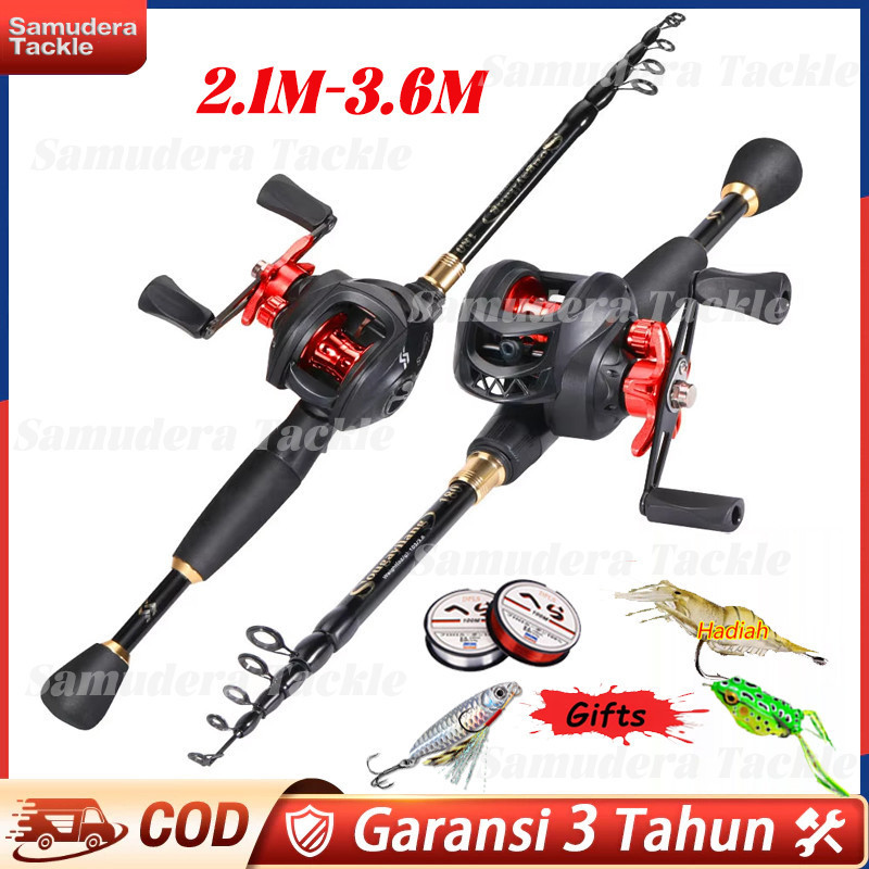 COD 1.6-3.6m Telescopic Fishing Rod Ultralight Casting/Joran Pancing Kombo Fishing Set/Casting Teles