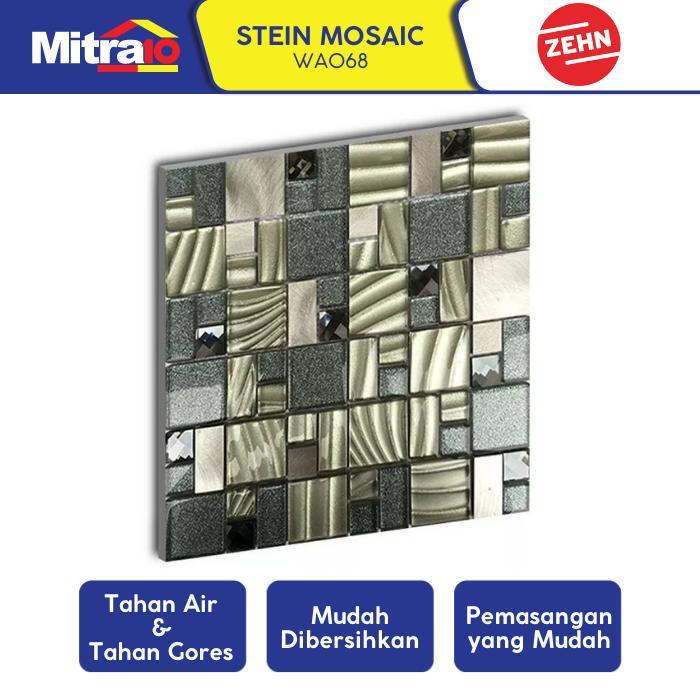 Zehn Keramik Dinding Stein Mosaic WA068 30cm X 30cm X 0.8cm Biru
