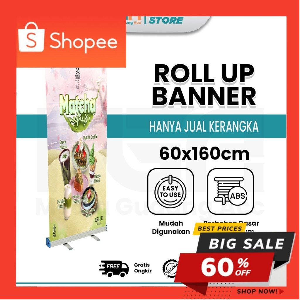 Roll Up Banner 60X160 / Stand Banner Besi / Standing Banner 60X160 Standing Banner Kualitas Import
