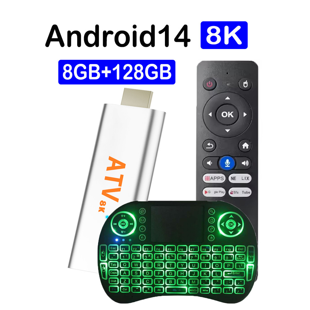 ATV Android14 TV Stick Q15 TV Box 8K Ultra Allwinner H313 Google Assistant Netflix Dual Wifi 5G 8GB 
