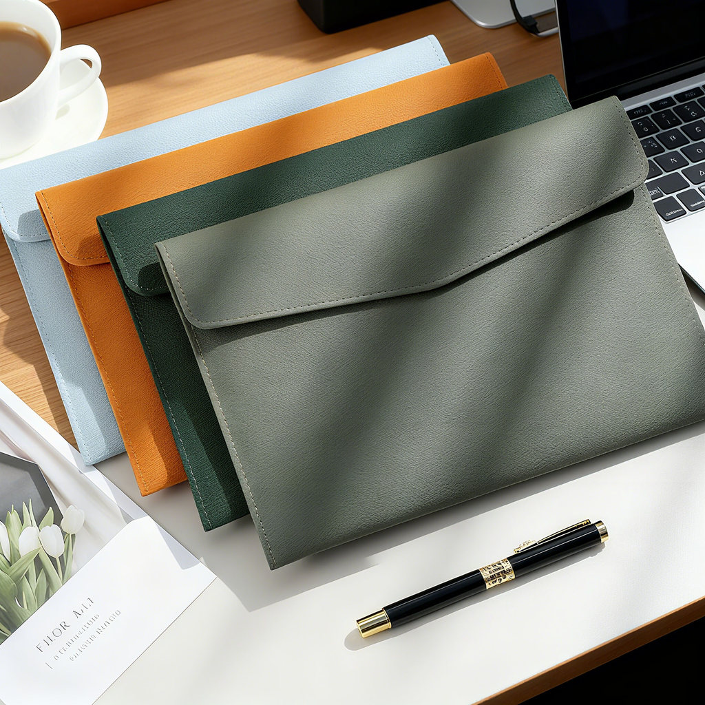 Map File A4 Kulit, Tas Dokumen Anti Air, Kantong Penyimpanan Tebal