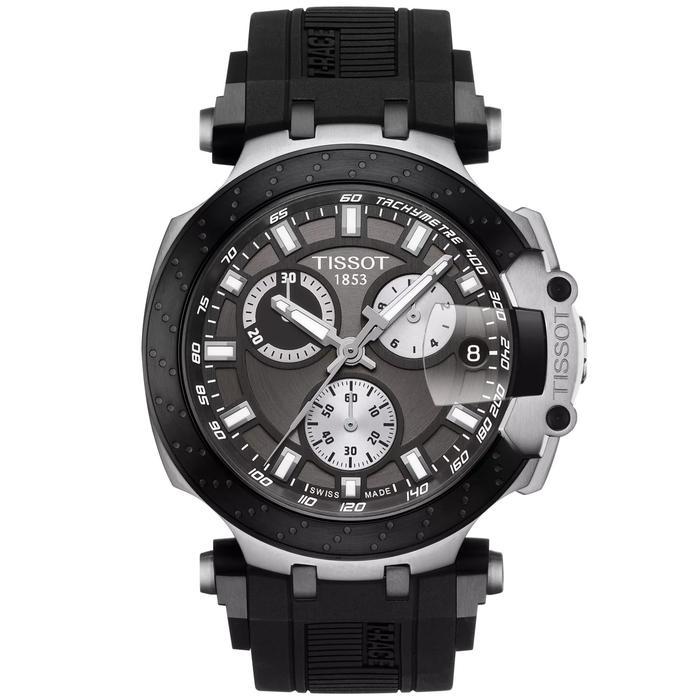 Tissot T-Sport T-Race Chronograph 43mm Black Anthracite Dial Black Silicon Bracelet Jam Tangan Pria 