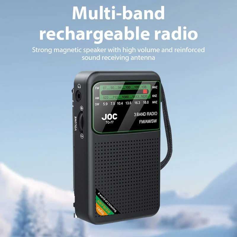 JOC Radio Receiver FM AM SW Portable Antena Teleskopik Baterai Cas Ulang Suara Jernih - TG-77