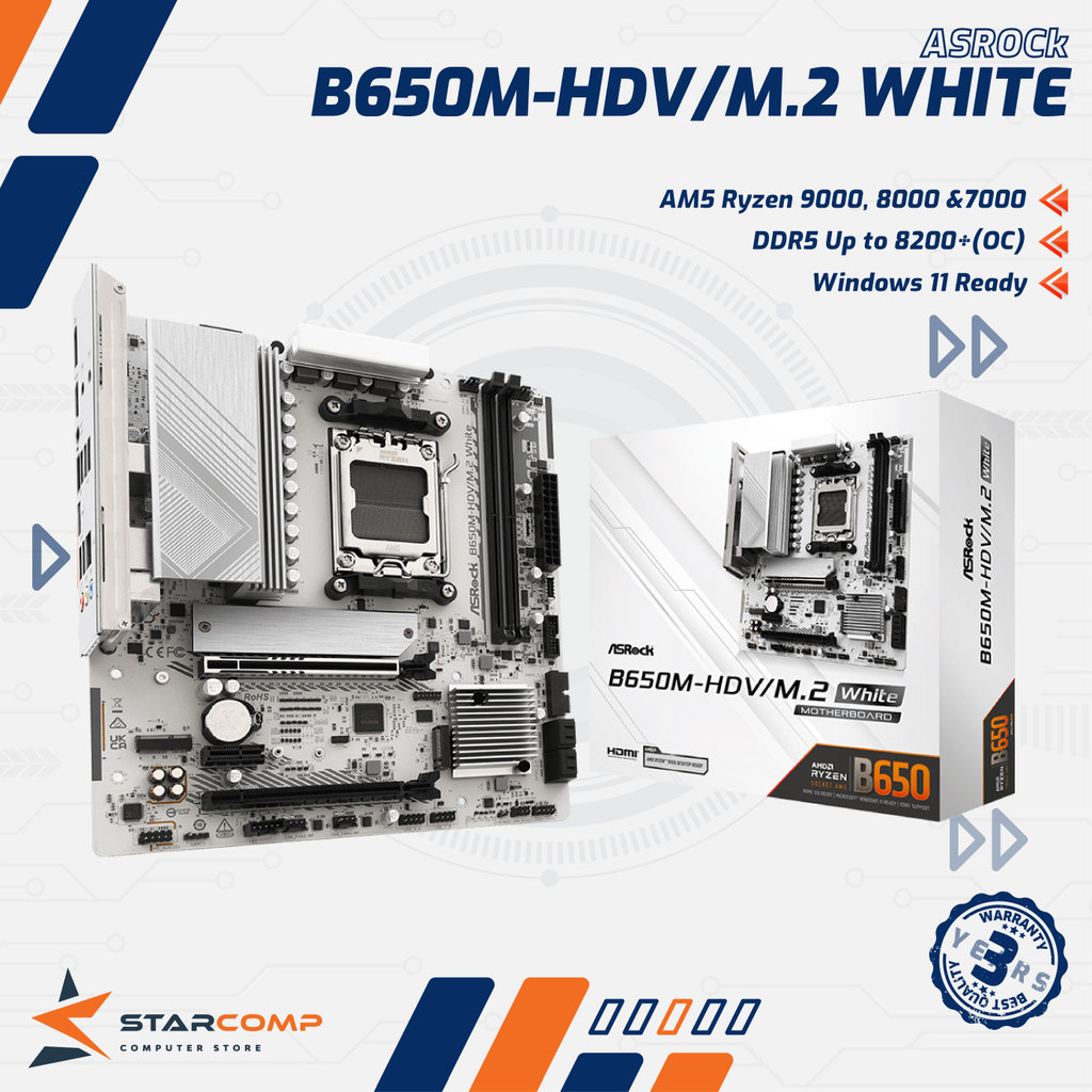 ASRock B650M-HDV/M.2 White AM5  B650 DDR5