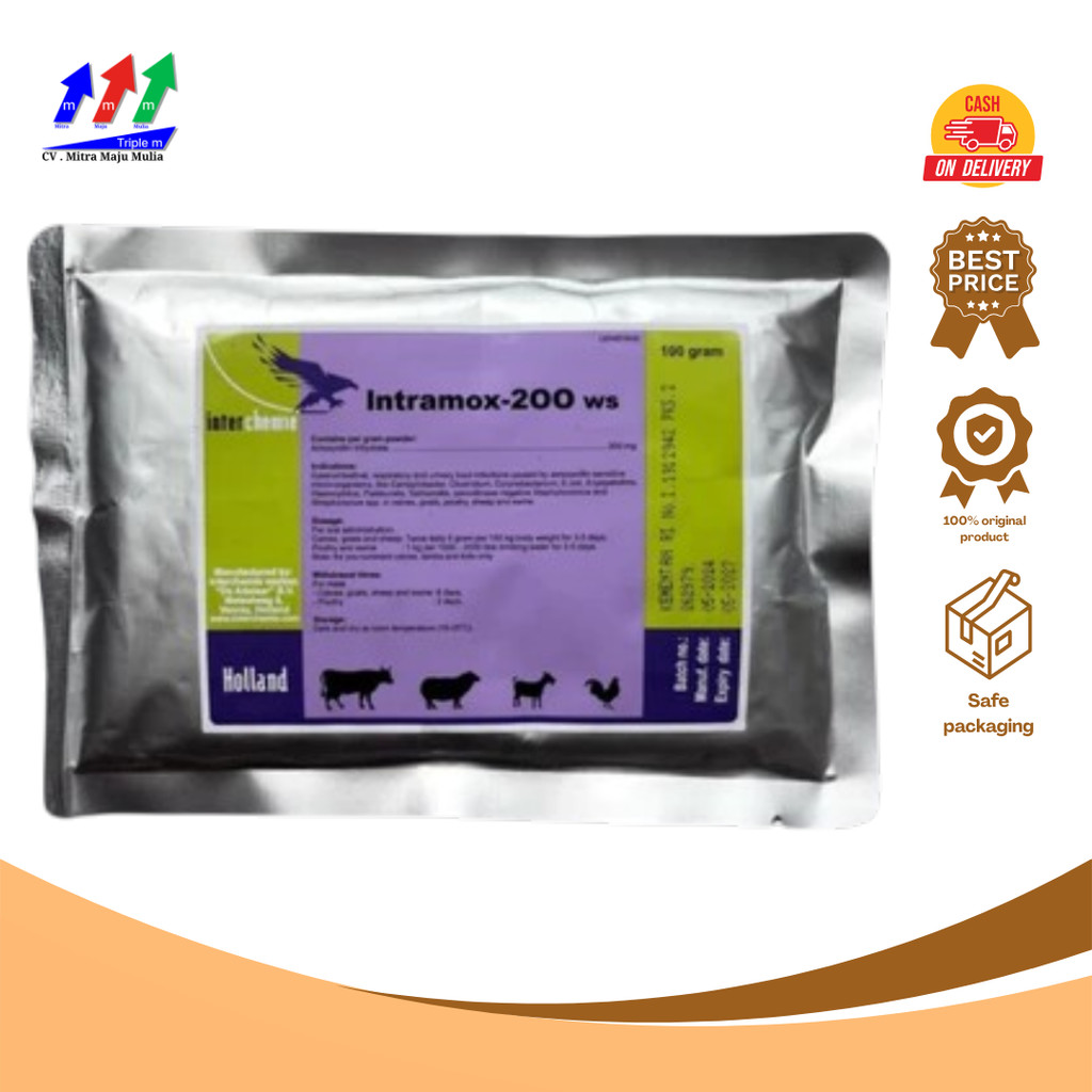 Intramox 200 WS 100 gram - Mengobati Infeksi Saluran Pencernaan dan Pernafasan Hewan Ternak