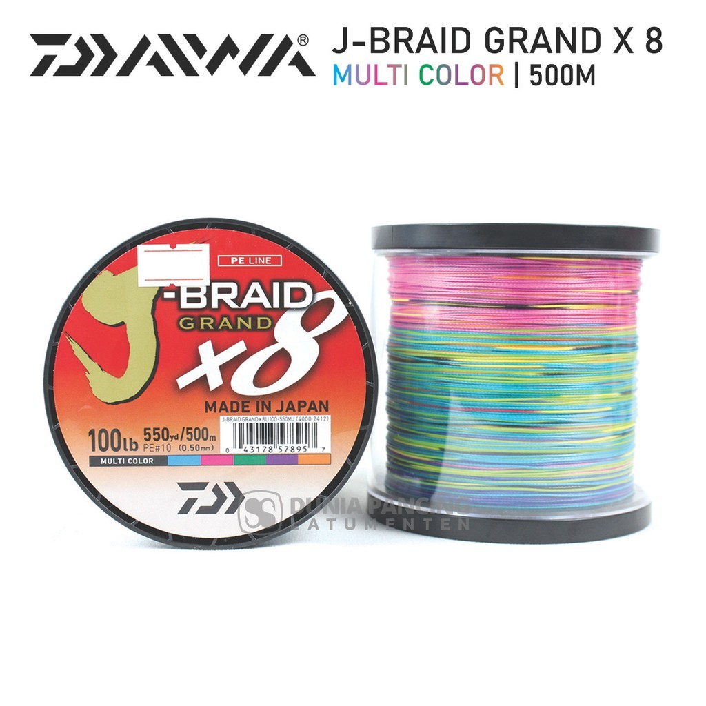 PE Daiwa J-BRAID GRAND X8 Multi Color 500M / 1500M – Senar PE Tali Pancing Premium Made in Japan Ori