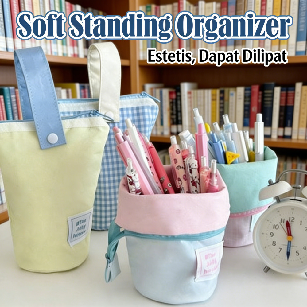 Standing case pouch makeup pen bag pensil tempat berdiri / Case pouch makeup pen bag standing tempat