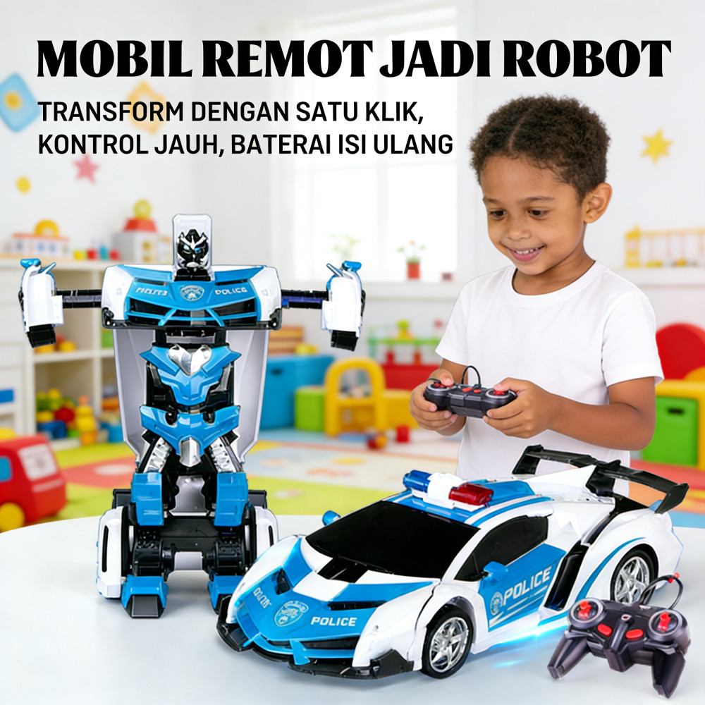 JADI MOBIL ROBOT TRANSFORM AUTOBOT ROBOT REMOT MOBIL KONTROL CAR DEFORMATION CAS BATERAI TRANSFORMIN