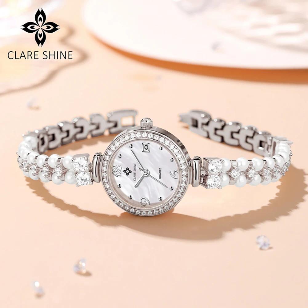 Jam Tangan Wanita Original CLARE SHINE 7703 Elegance Women Imported Quartz Movement Watch Diamond Ro