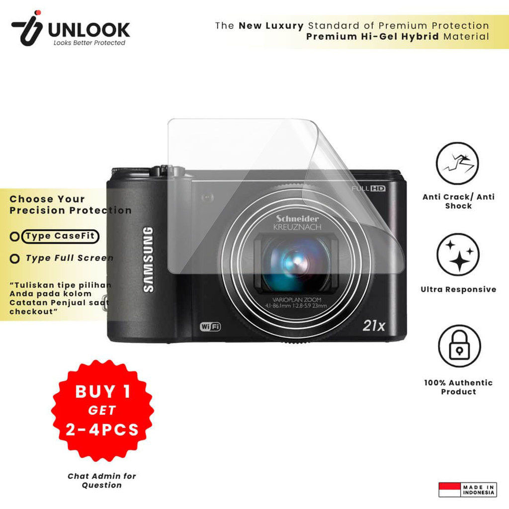 UNLOOK Hi-GEL HYBRID Hydrogel+ Hydro Film for Samsung WB850F, WB800F, WB50F, WB35F, WB350F Smart Cam