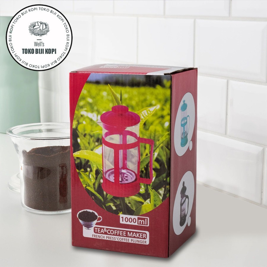 Terbaru FRENCH PRESS 1000 ML / 1 L HITAM COFFEE PLUNGER KACA FILTER ALAT SEDUH KOPI