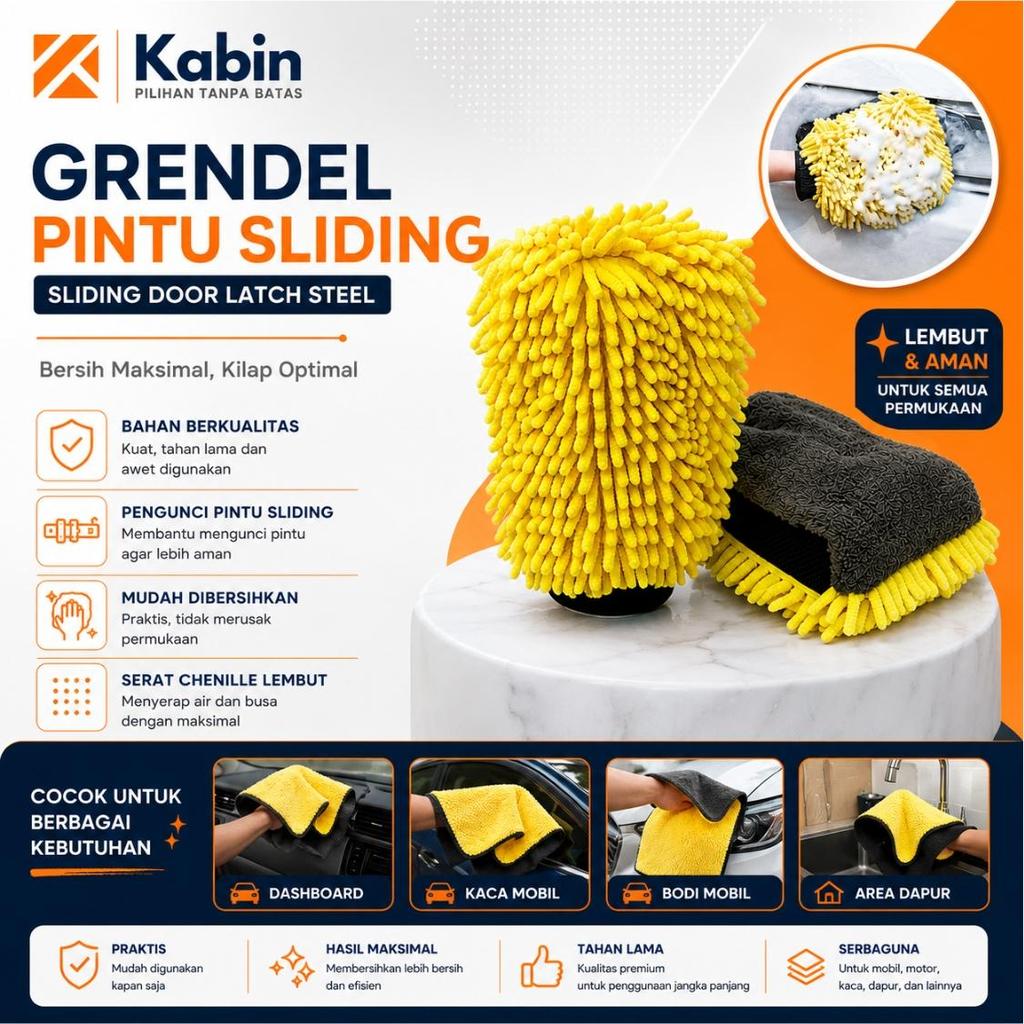 Sarung Tangan Jumbo Cuci Mobil Spons SArung Tangan Microfiber 2 Sisi Lap Serbaguna Sarung Tangan Cen