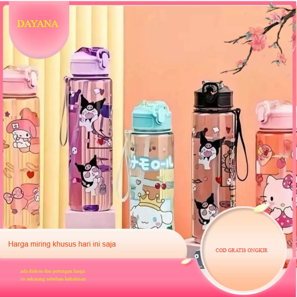 Botol minum 900 ML bening plastik karakter lucu