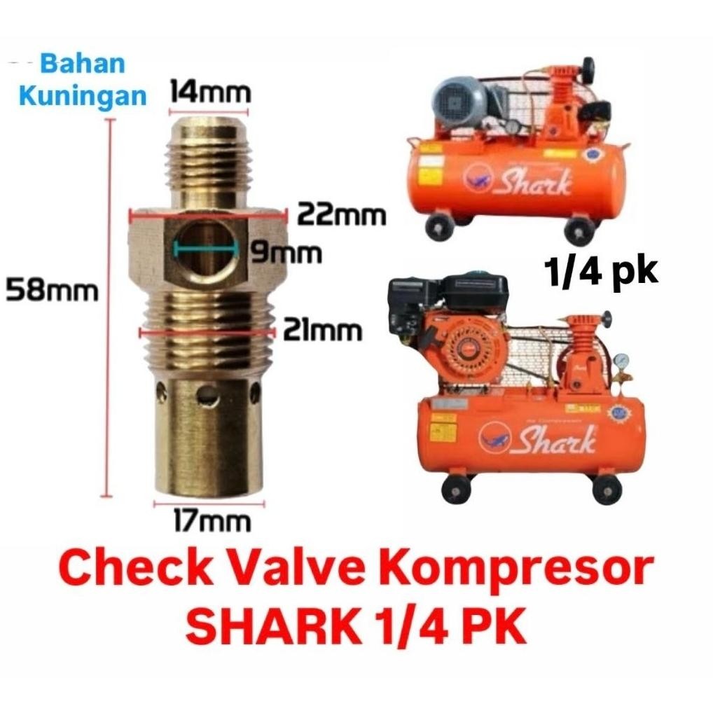 Check Valve Kuningan Kompresor Shark 1/4Pk Lazaro