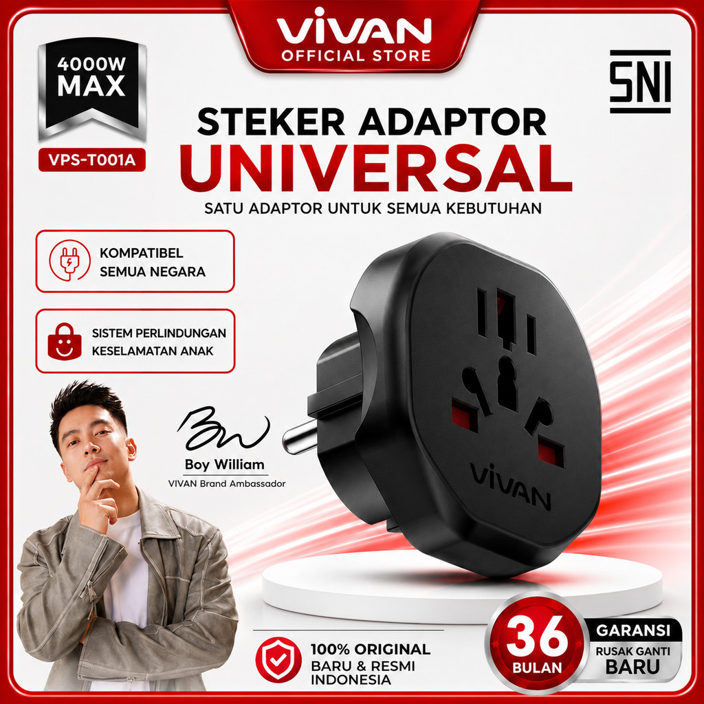 VIVAN VPS-T001A Black Multi-Country Travel Socket