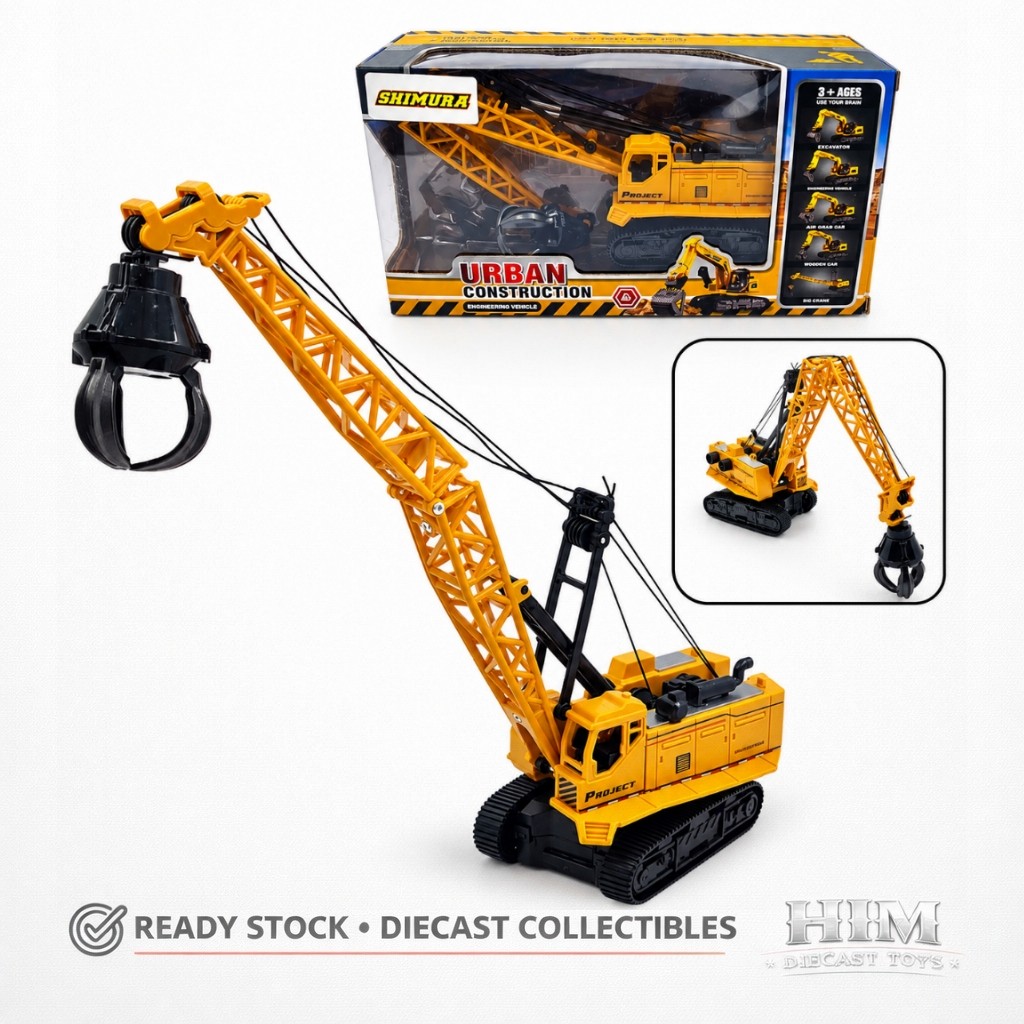 Miniatur Kendaraan 1:58 Konstruksi Excavator Capit - Engineering Vehicle Crawler Crane (B) - Mainan 