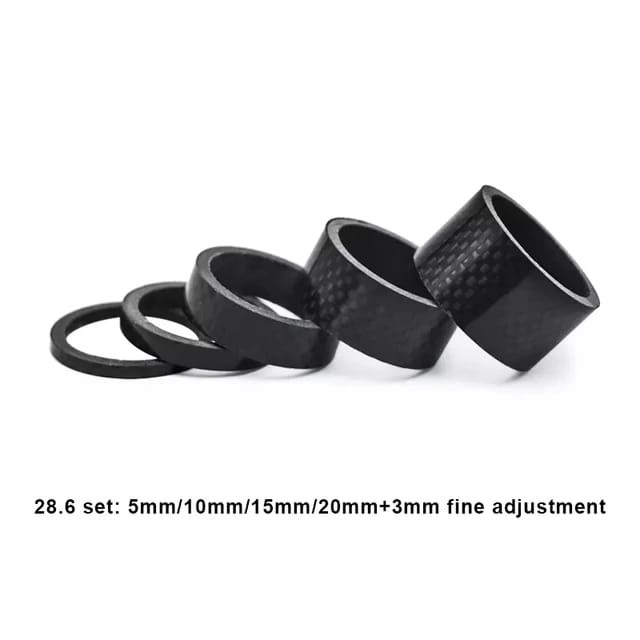Foto Spacer ring Headset stem carbon 3K Sepaket 5 pcs ukuran 3mm 5mm 10mm diameter 28.6 1-1/8 oversize OS sepeda