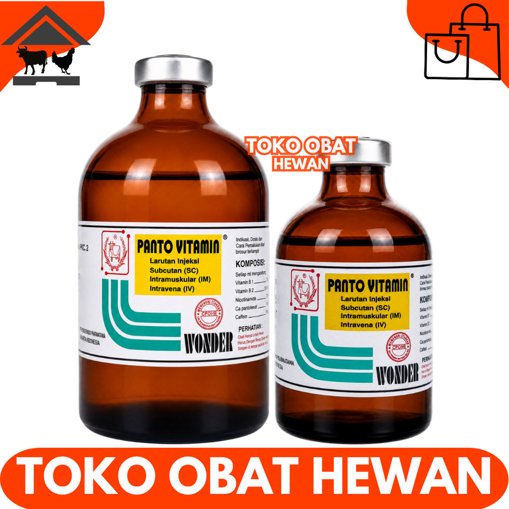 PANTO VITAMIN 100ML & 50ML WONDER - Multivitamin Hewan Injeksi Vitamin Pertumbuhan Penggemuk Nafsu M