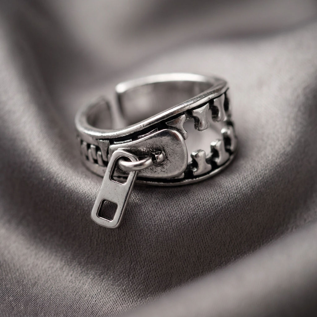 Cincin Adjustable Gerigi Gembok Vintage Ring Pria Ukuran Bisa Disesuaikan Silver Antik