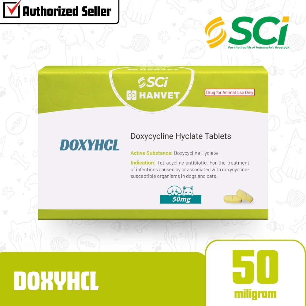 DOXYHCL Hanvet SCI Antibiotik Doxycycline Hyclate Obat Anjing Kucing Tablet 50mg