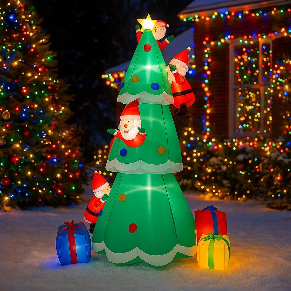 7.8FT Christmas Decorations Inflatable Santa Claus Climbing Tree Toys Home Yard Ornaments with LED D