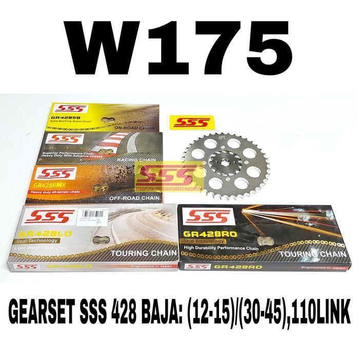 GEARSET SSS 428 BAJA W175 RANTAI SSS SB HSBT HMX LO RO / REGINA ORO RH2 ZRT Z-RING GIRSET GIR SET GE