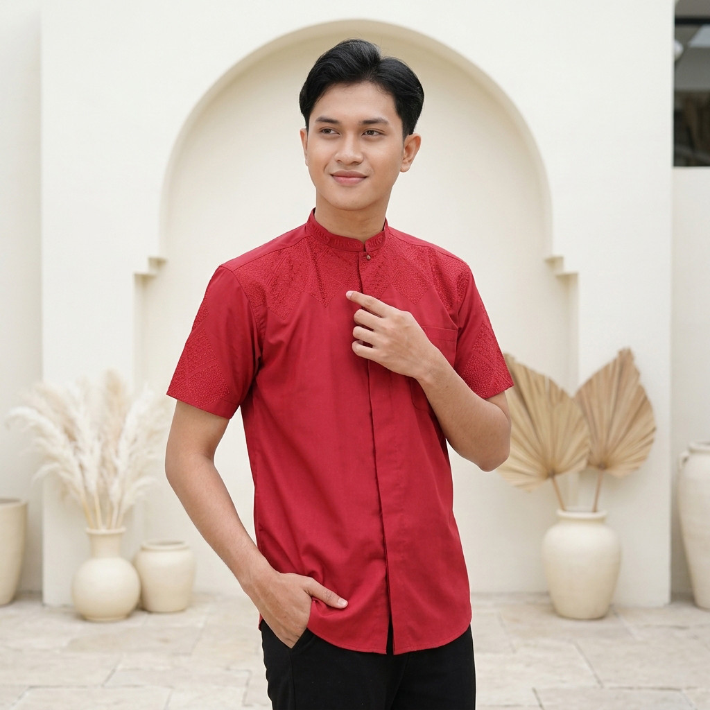 Baju Koko BHS Cosmo Ishaq Merah