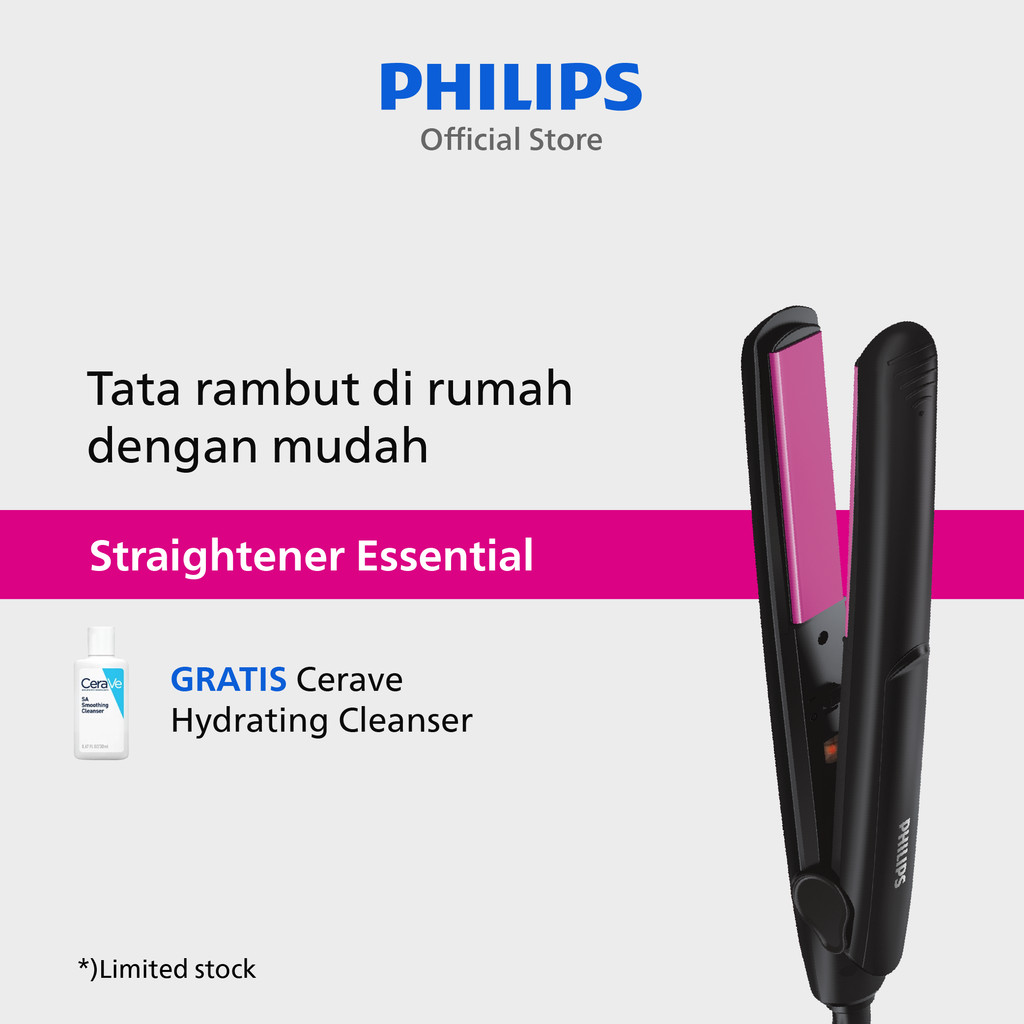 Philips | Straightener StraightCare Essential | Catokan Rambut | Rambut Lurus dengan Perlidungan Ker