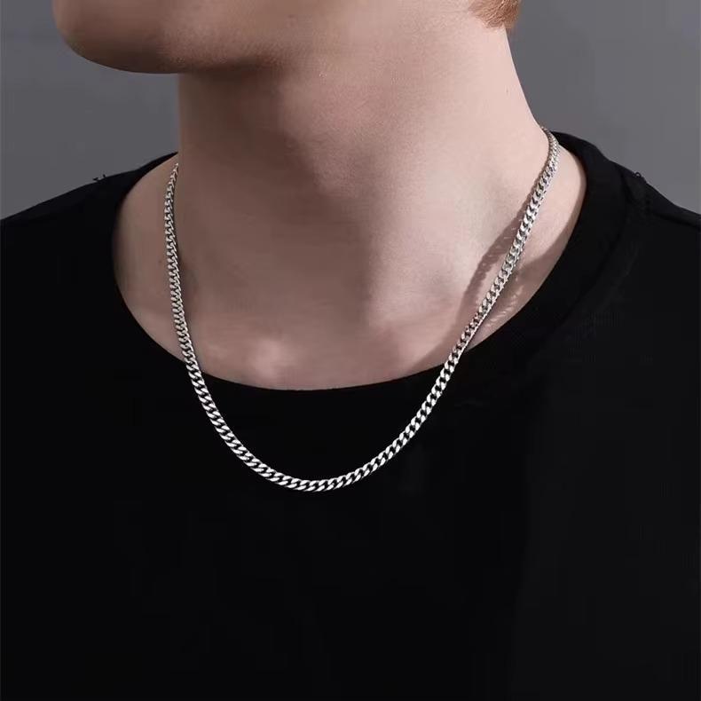 Kalung Titanium Pria Motif Rantai Aksesoris Kalung Pria Vintage Anti Karat