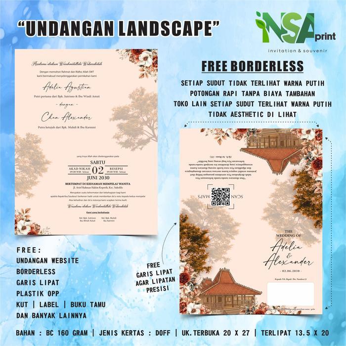 (50 Pcs) Undangan Pernikahan Landscape desain Aesthetic Produk Nsa Print Series AE - AE 01