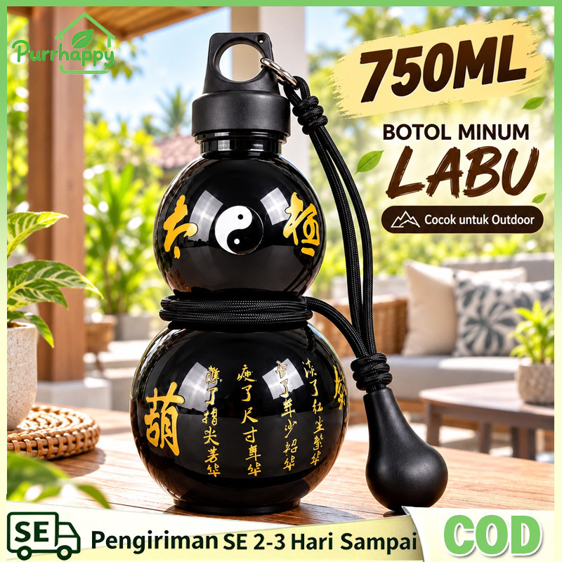 Purrhappy 750ML Botol Air Labu Holo Gourd Water Bottle Botol Minum Labu Botol Air Olahraga Tumbler A