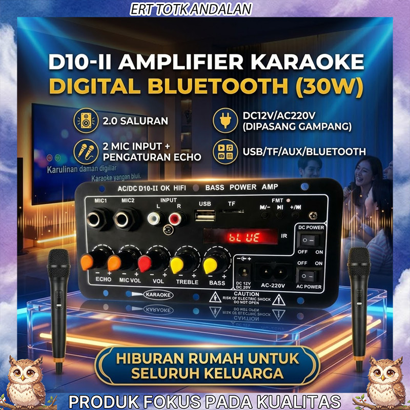 Amplifier Bluetooth Super Bass 12V/24V/220V Modul Speaker Bluetooth Power Amplifier
