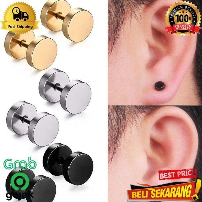 Anting tindik pria   gold silver barbel bulat 6mm-12mm korea , / tindik pria bulat  / tindik silver 