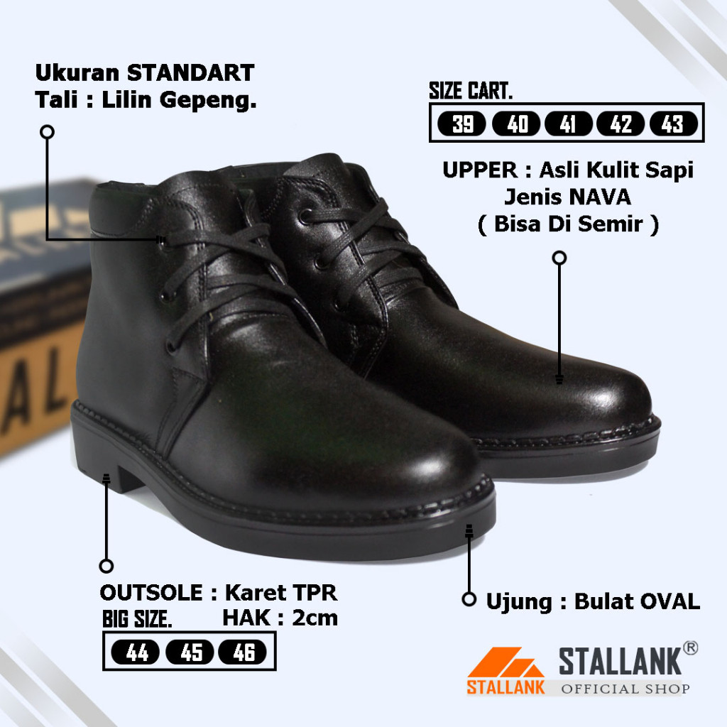 STALLANK || Sepatu PDH Pria Asli Kulit