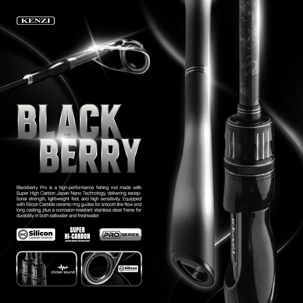 JORAN KENZI BLACKBERRY PRO 602 SiC Guide Stainless Frame Anti Korosi Carbon Nano Solid 1.8m 5-12lbs 