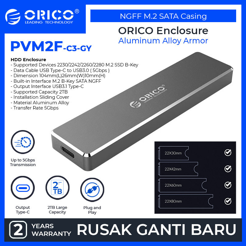 ORICO PVM2F-C3-GY NGFF M.2 SATA Casing - Enclosure