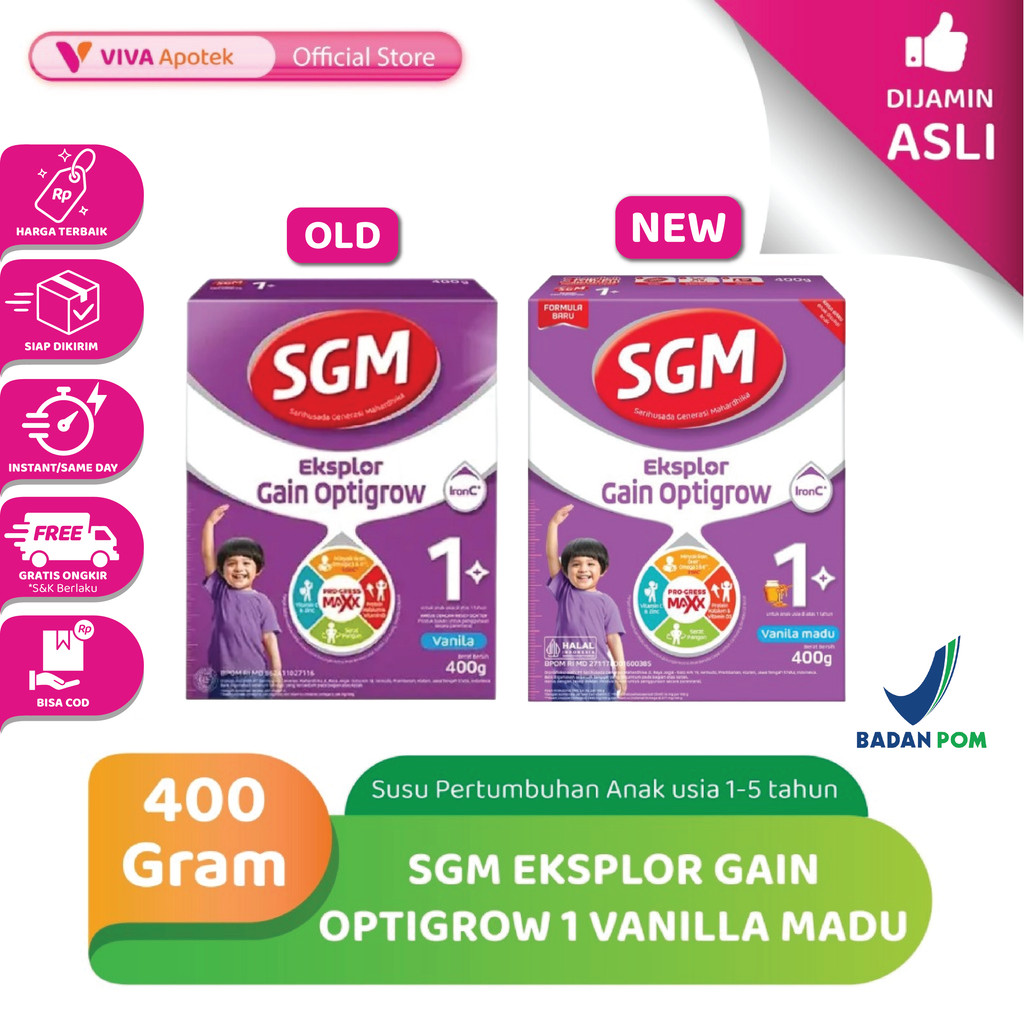 SGM Eksplor Gain Optigrow 1 Vanilla Madu Susu Bubuk 400 Gram