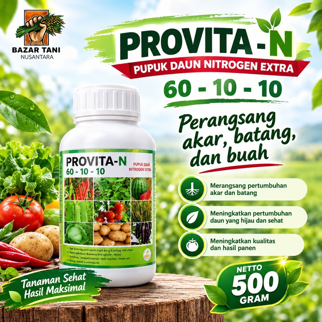 Provita N 500 gr Pupuk Daun Lengkap Perangsang Akar Tunas & Daun Baru