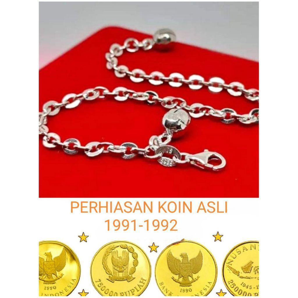COD PERHIASAN Koin asli 1991 Gelang tangan Nuri warna emas putih anti luntur dan karat ANTI KARAT TA