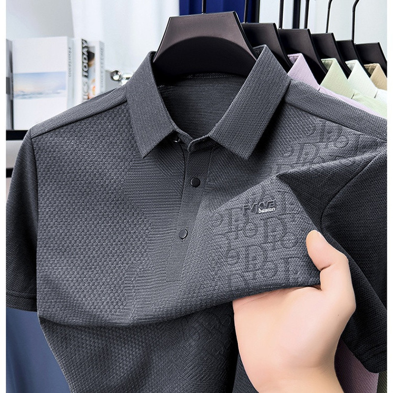 Kemeja Polo Lengan Pendek Pria, Bahan Linen, Longgar dan Sejuk, Kasual Bisnis, Kemeja Dalam yang Sej