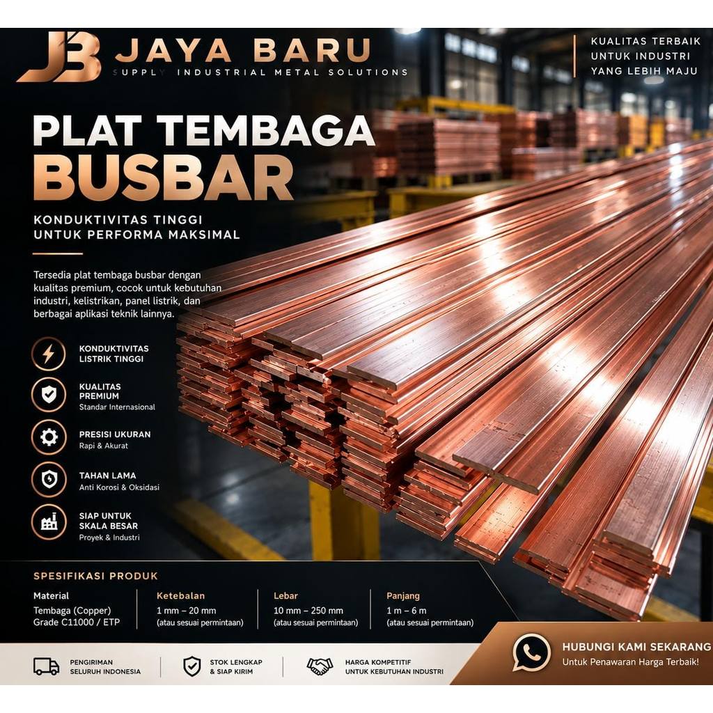 plat tembaga busbar 5mm x 50mm x 600m - plat tembaga 5mm