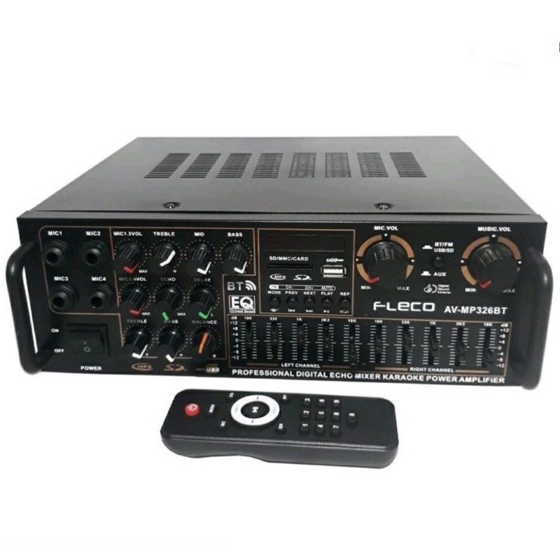 Fleco Power Amplifier Bluetooth AVMP-326A Ampli Suara Stereo Untuk Karaoke