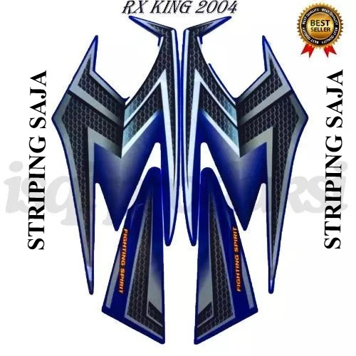 striping rx king 2004 biru set emblem timbul, stiker lis body rx king 2004 biru komplit