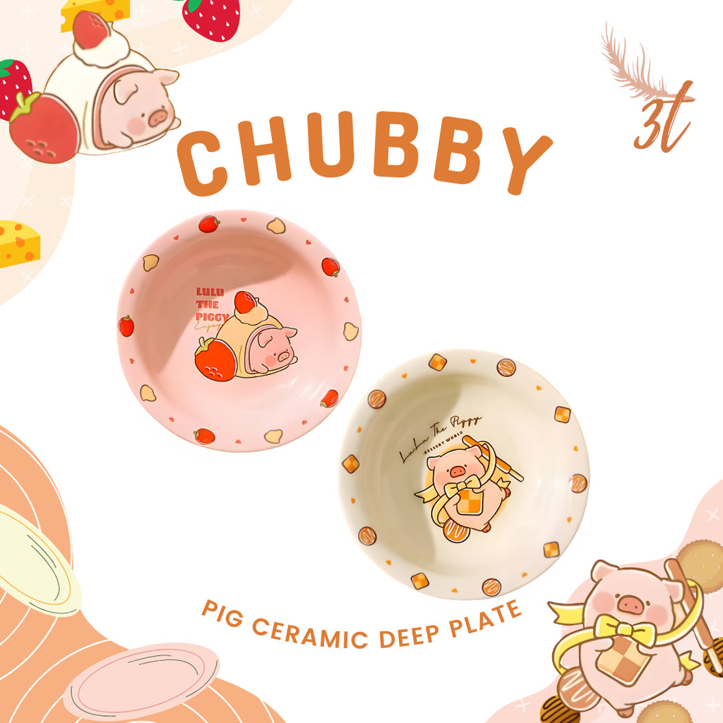 Chubby Pig Ceramic Deep Plate/Piring