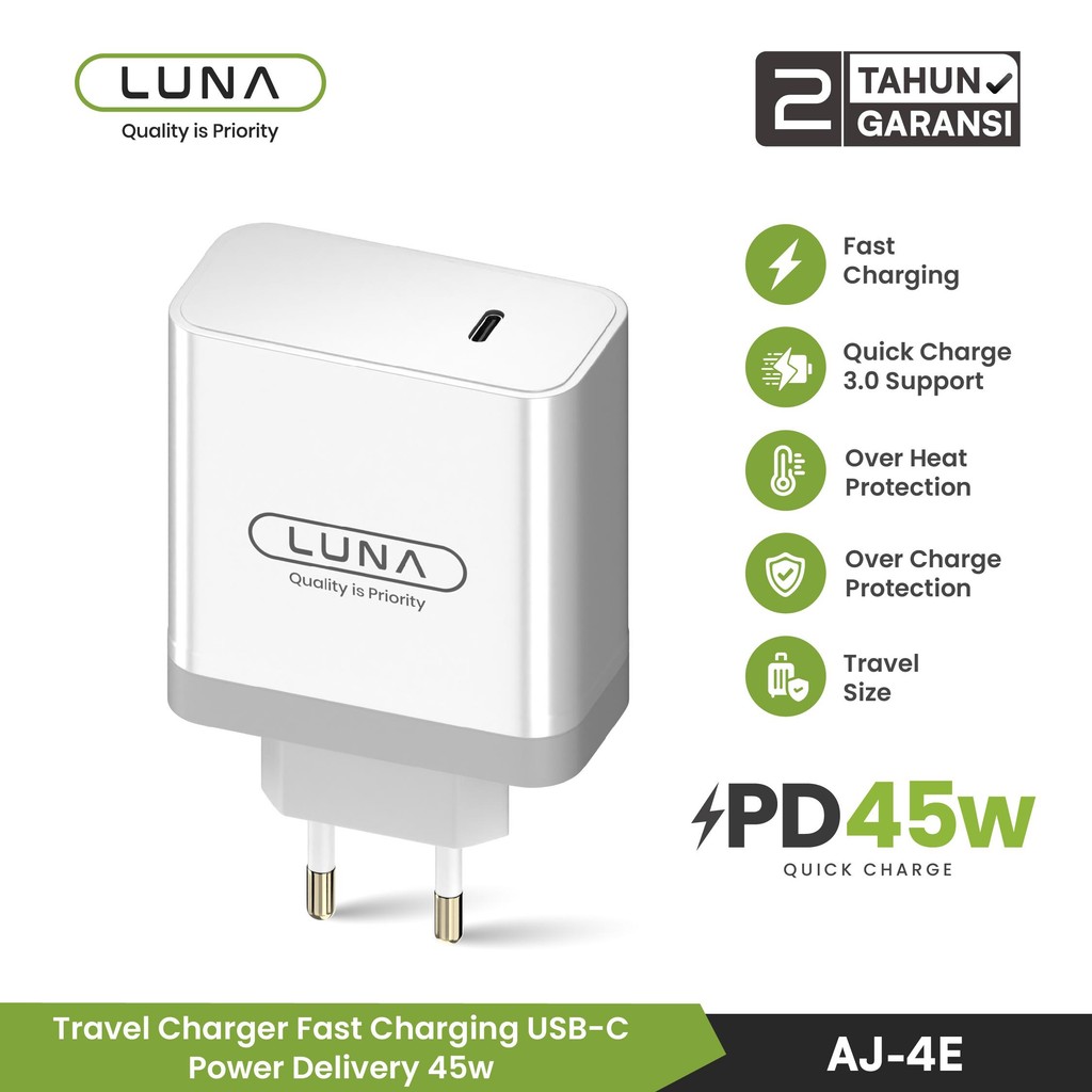 LUNA Adaptor AJ-4E QC3.0 PD45W Support For Android and Iphone