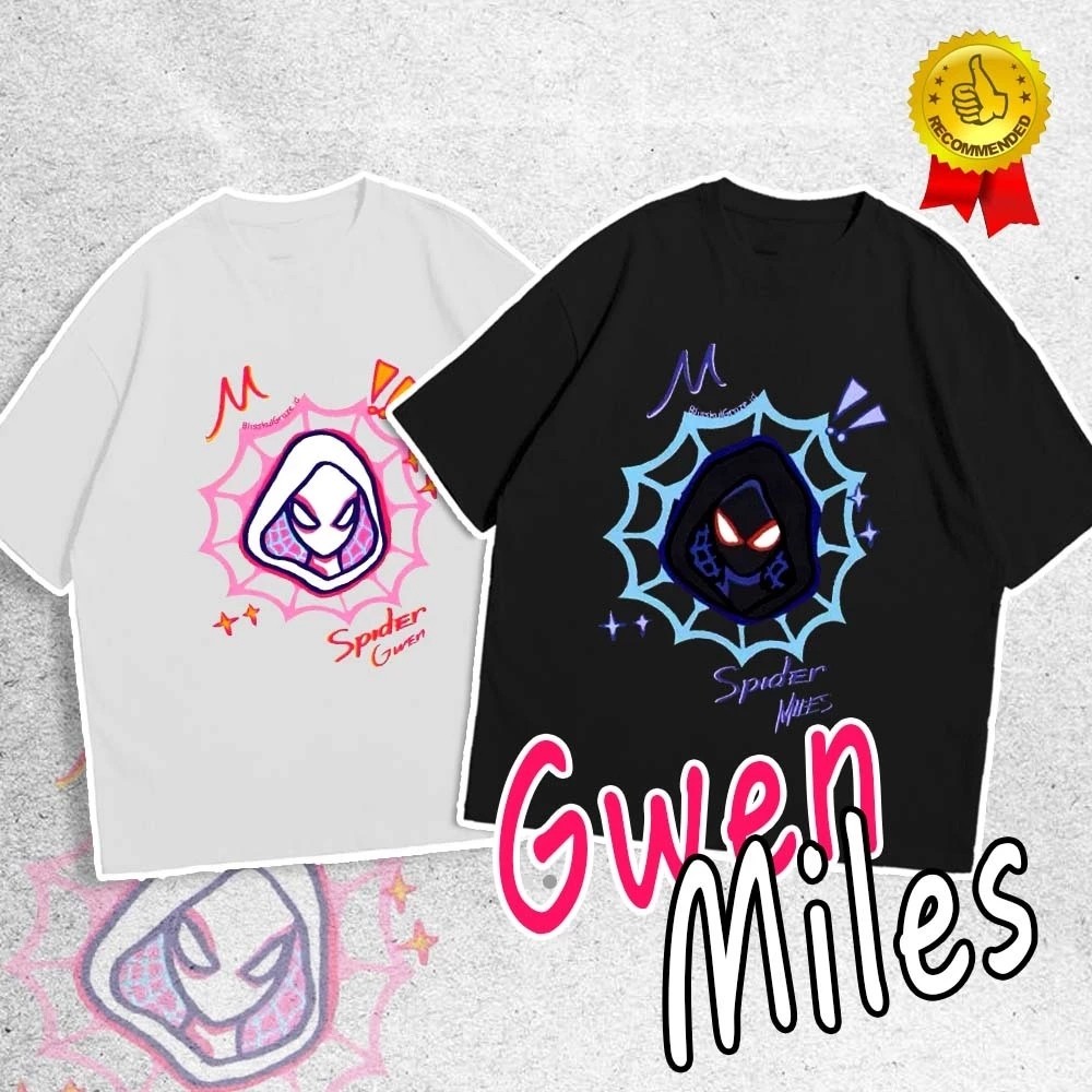 Kaos Couple Spider Gwen & Miles Z3 DEWASA | Couple Spiderman | Tshirt Couple | kaos couple pasangan 