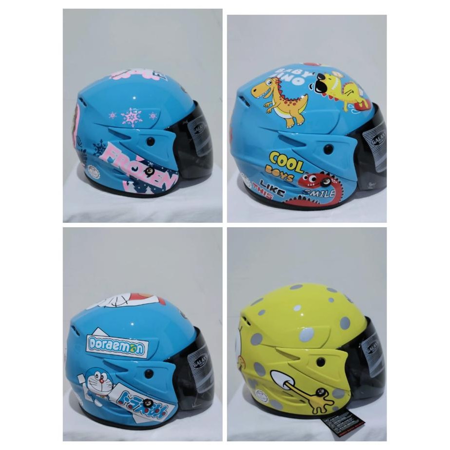 HELM ANAK KECIL / 3 4 5 6 7 8 Tahun LAKI DAN PEREMPUAN BISA / HELM - DINO BIRU MUDA