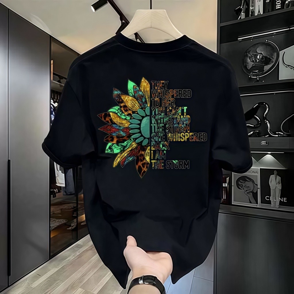 [Katun 24S Unisex COD] Gaya Inspiratif Dengan Motif Bunga Matahari Dan Teks Pemberani Kaos Premium C