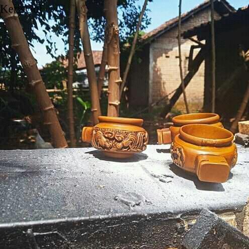 cepuk tempat makan minum kayu jati ukir variasi sangkar burung GL17