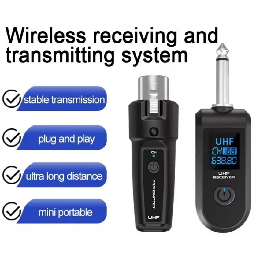 Wireless System Transmitter Receiver Adapter - Transmitter & Receiver Set Untuk Mikropon Dinamis,